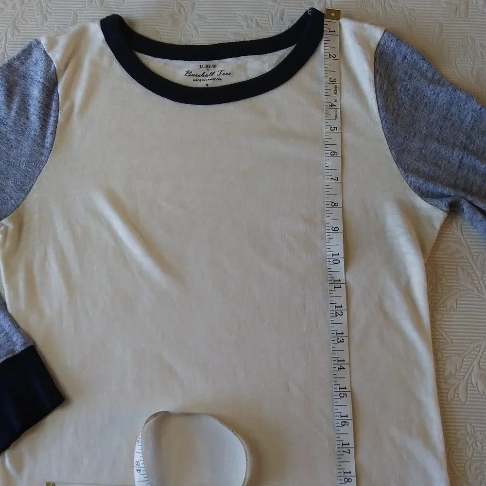 J. Crew | Navy and Soft White Baseball Tee | S